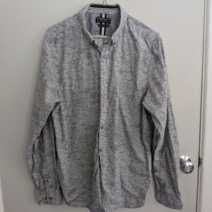 Denim & Flower Men's Heathered Gray Button-Down Shirt Size XL EUC Office Spring